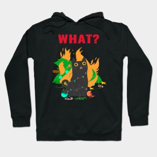 What? Cat with burning christmas tree Hoodie